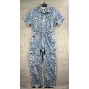 Free People Marci Utility Cargo Denim Jumpsuit